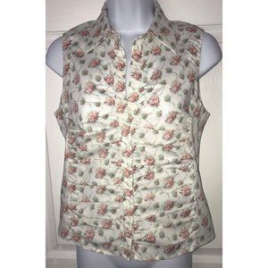 NWT Folio New York Women’s  Floral Sleeveless Snap Up Ruched Blouse Size SMALL